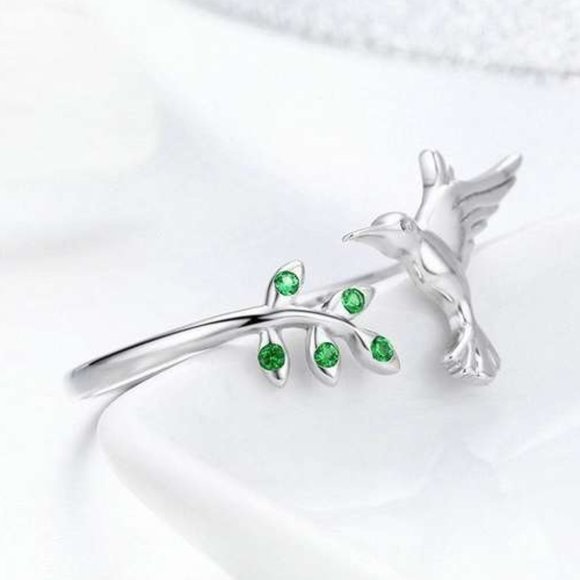 Flying Hummingbird Adjustable Sterling Silver Ring - Picture 2 of 4